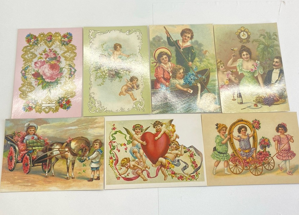 Vintage Set Of 7 Postcards 1980s Victorian Era Designs Ephemera Paper Journaling