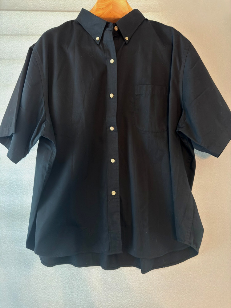 Lands’ End Direct Merchants 100% Cotton Button Up Shirt Women 3X 24W 26W Black