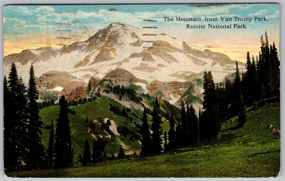 Antique Postcard Mount Rainier View Rainier National Park, WA 1910s