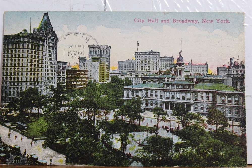New York NY NYC City Hall Broadway Postcard Old Vintage Card View Standard Post