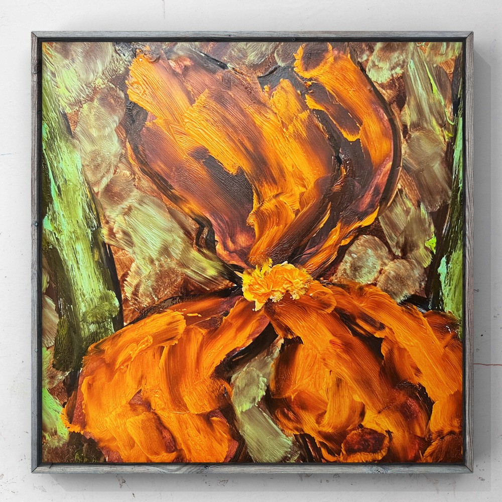 Impressionist Iris flower original oil painting Abstract Modern floral wall art