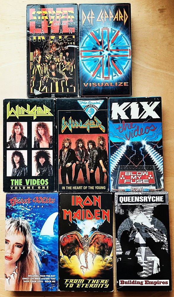 8 Vhs Video Casette Tape Lot Hard Rock Heavy Metal Winger Kix Leppard Maiden