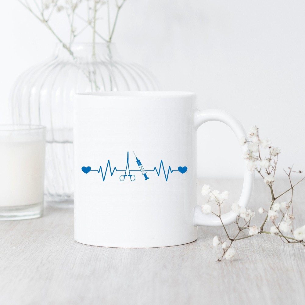 Surgical Tech Heartbeat Mug Scrub Nurse Gift for Surgery Technologist