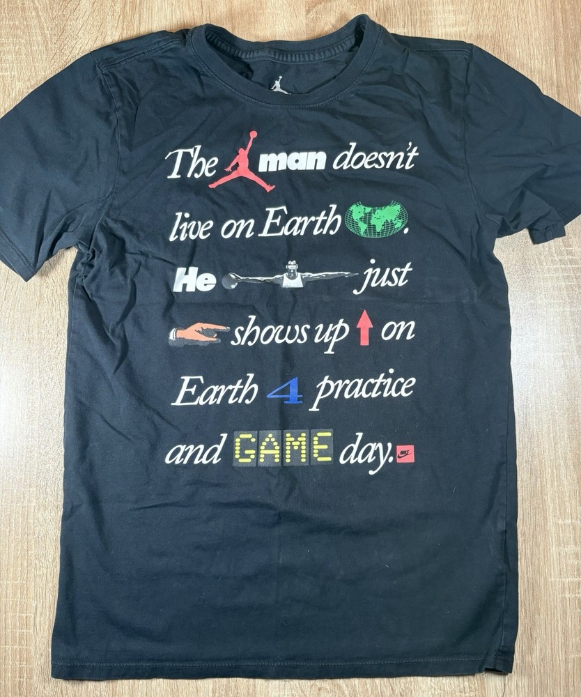 Nike Air Jordan T Shirt Mens Small Black Graphic Quote Short Sleeve Basketball