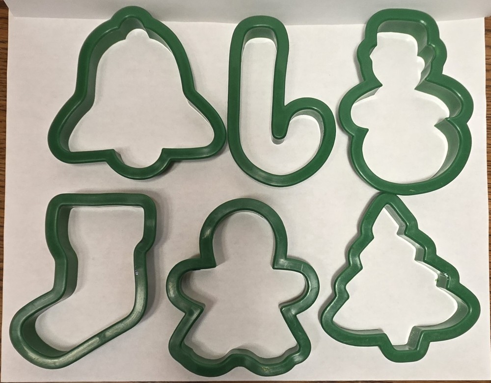 Lot Of 6 - Christmas Plastic Cookie Cutters - Different Shaped Cutters