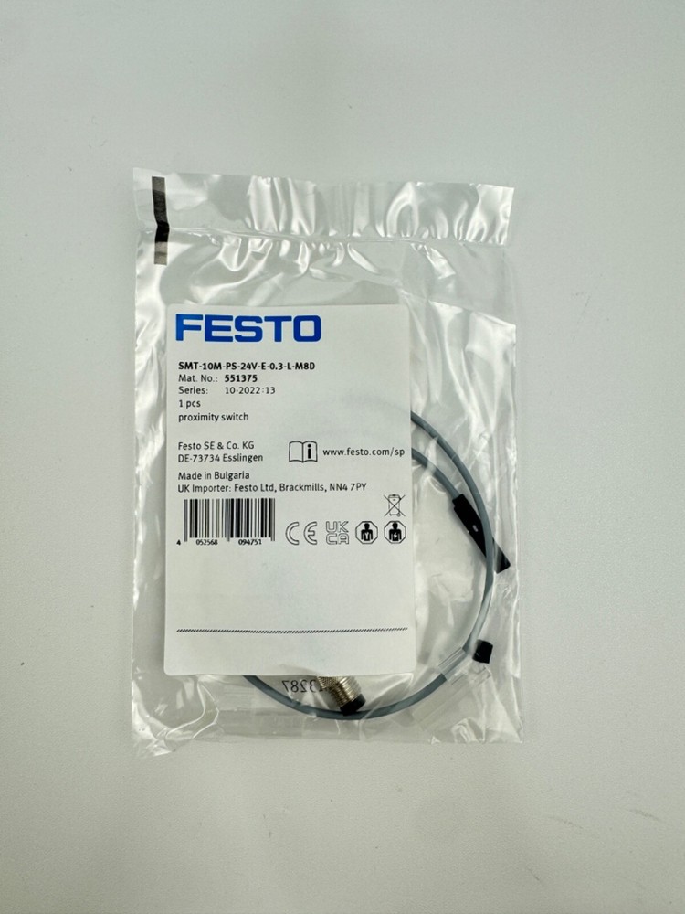FESTO SMT-10M-PS-24V-E-0.3-L-M8D Reluctance Proximity Switch