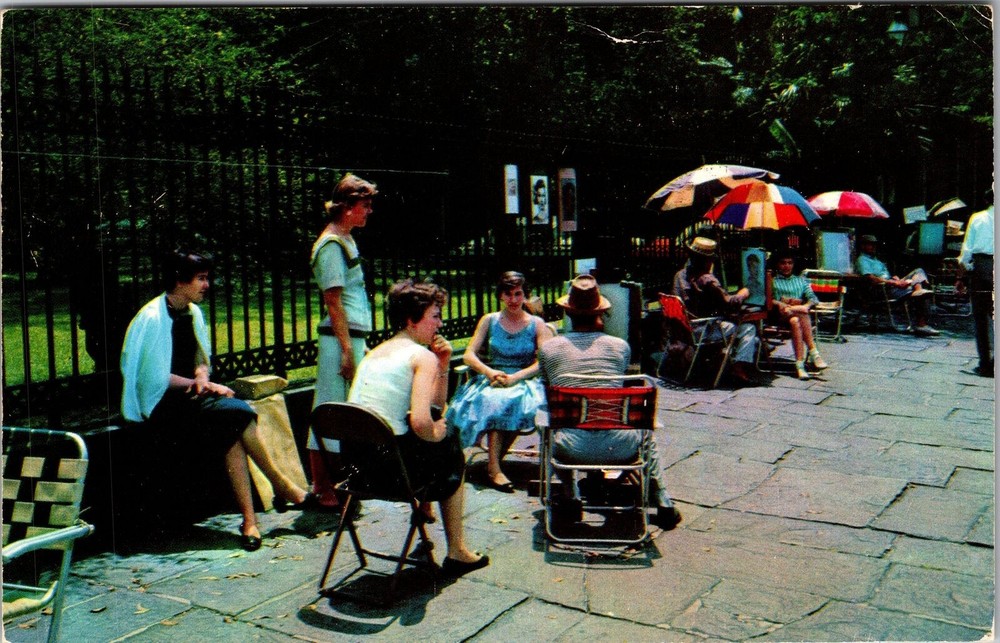 New Orleans LA-Louisiana, Jackson Square, Artist, Vintage Postcard