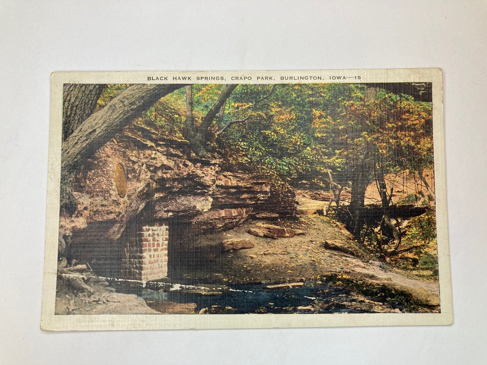Black Hawk Springs Crapo Park BURLINGTON IOWA VINTAGE Postcard