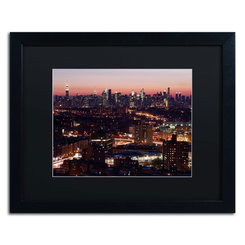 Midtown From Queens Framed by David Ayash, 11 by 14-Inch, Black Matte