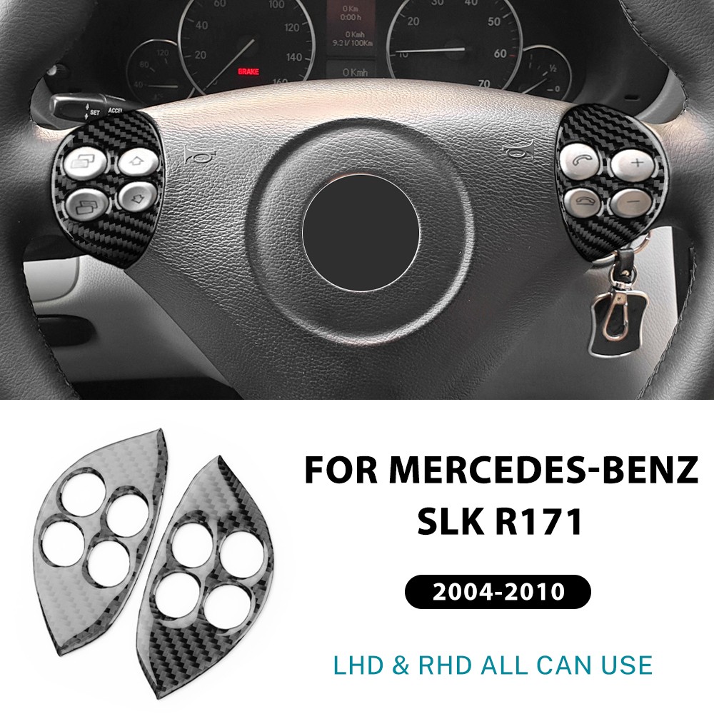 Steering Wheel Sticker For Mercedes Benz SLK R171 2004- 2010 Black Carbon Fiber