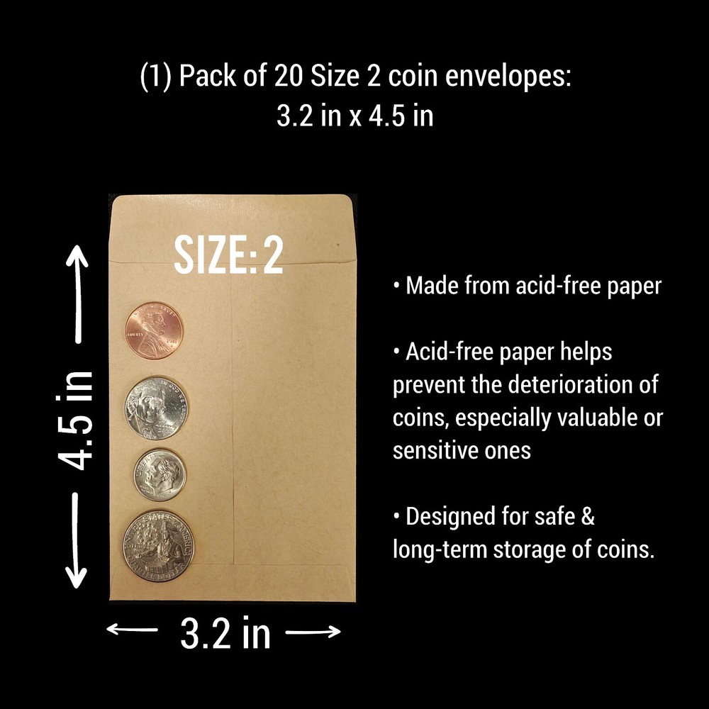 20 Acid-Free 3.2x4.5in Coin Archival Sleeves ✨FREE SHIPPING-image