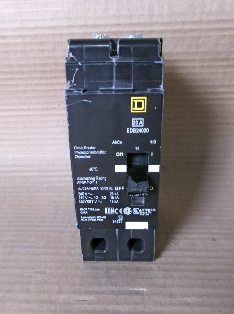 NEW Square EDB EDB24020 2 Pole 20 Amp 480v Circuit Breaker NTO flaw #21
