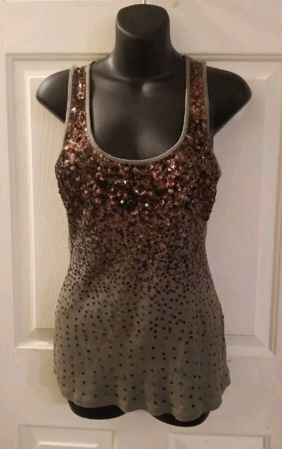 Express Sexy Basic  Sleeveless Sequin Tank Top Size Medium