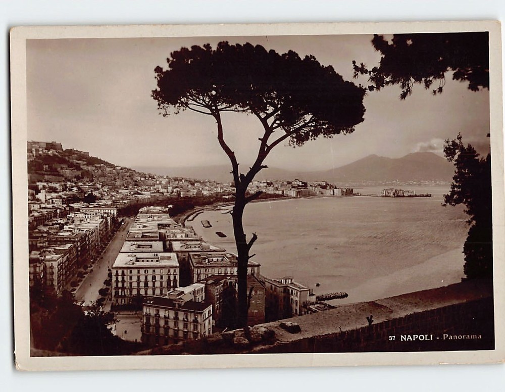 Postcard Panorama Naples Italy