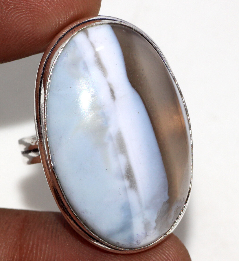 Owhyee Blue Opal 925 Silver Plated Gemstone Ring US 9 Valentine Gifts JW