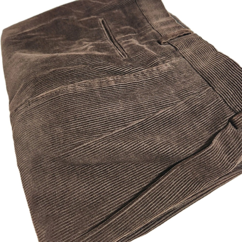 Jos A Bank Mens 36x30 Brown Pleated Corduroy Pants Cotton Excellent Condition