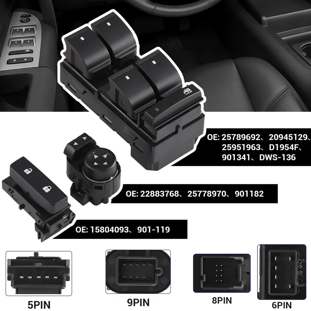 Door Lock Mirror Switch Window Control for 2007-2013 Chevy Silverado GMC Sierra