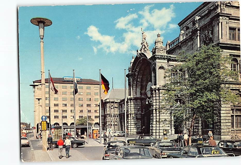 Postcard Nuremberg Central Station in Bavaria Germany
