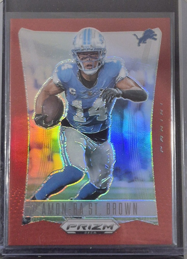 2024 Panini Prizm Deca #97 Amon-Ra St. Brown Red Prizms #/199
