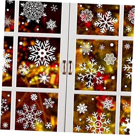 284 Pcs Christmas Window Clings Christmas Window Stickers Snowflake Window