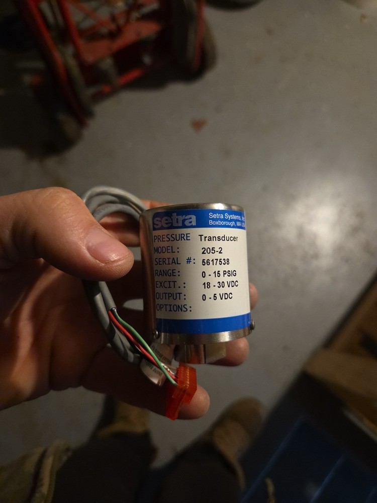 Setra 205-2 Pressure Transducer 0-15PSIG Excit. 24VDC 0-5V