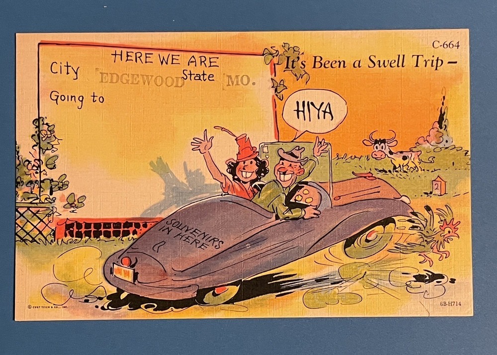 EDGEWOOD Missouri vintage comic postcard travel UNUSED