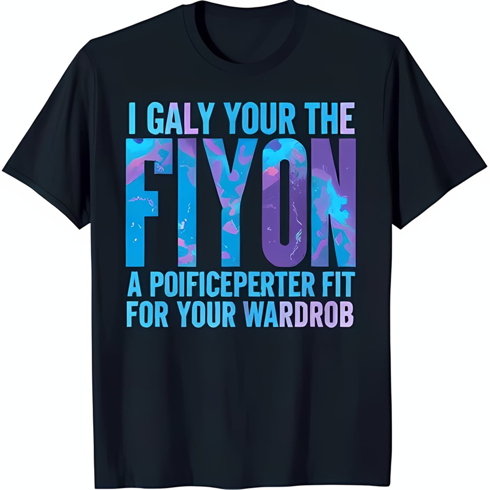 Dark Blue T-Shirt with Abstract Watercolor Graphic: 'I Galy Your The FIYON-image