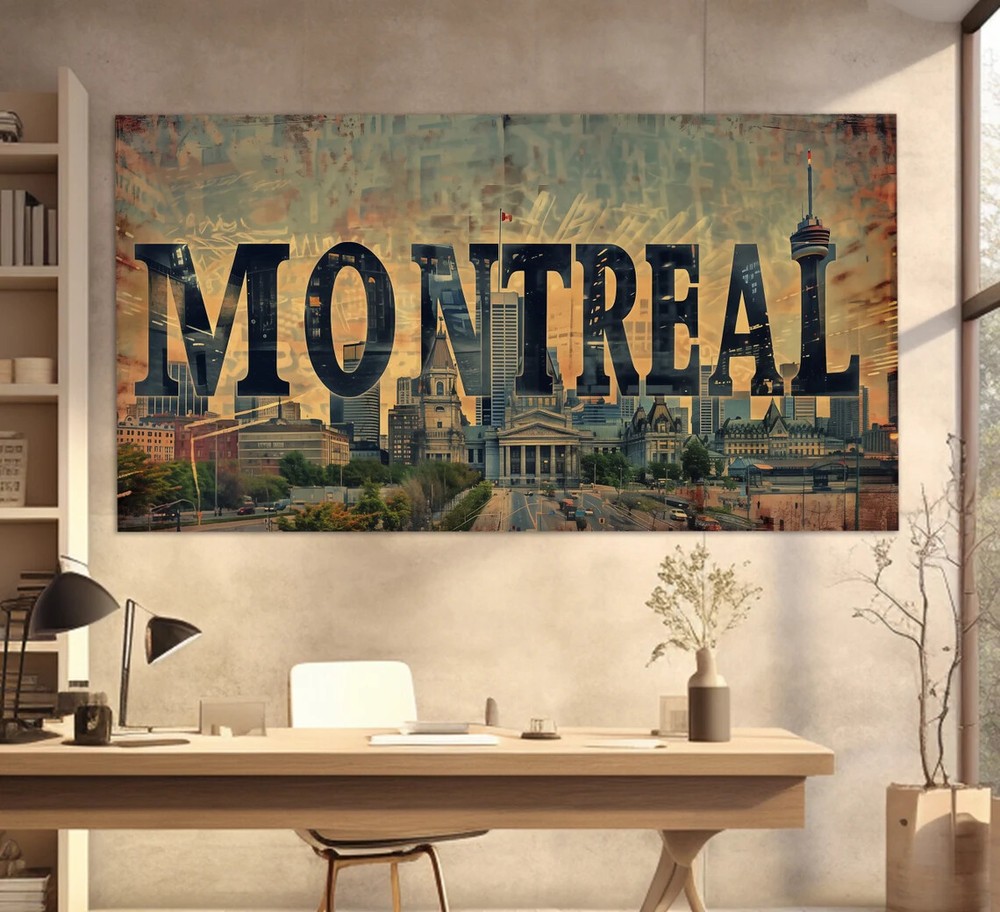 Montreal Sign Abstract Canada Painting Wall Art Canvas Unframed Print Art