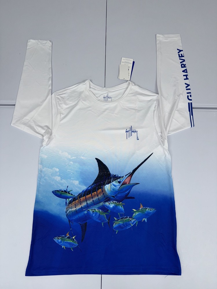 Guy Harvey Men's Marlin and Tuna Sun Protection Long Sleeve NWT Size M $50