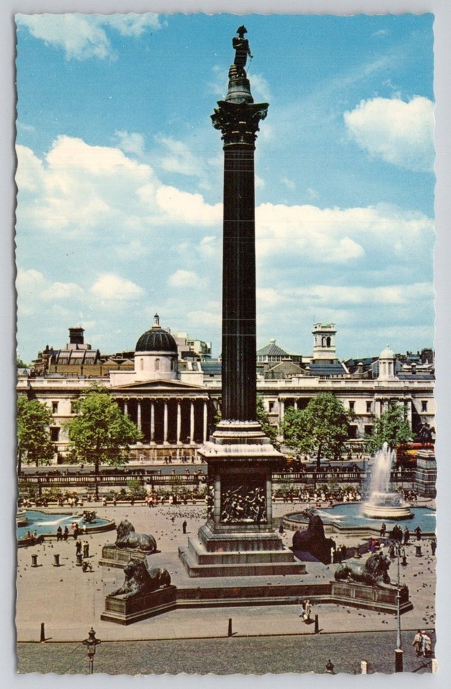 Nelson's Column Trafalgar Square London UK Vintage Postcard