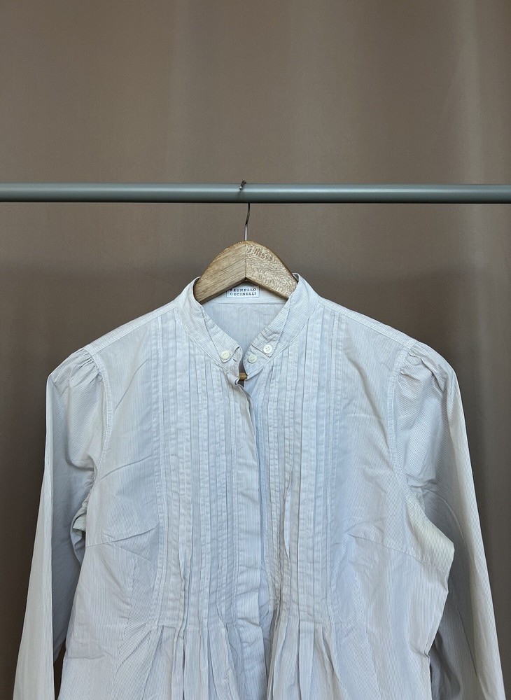 Brunello Cucinelli Womens Button Up Shirt White Basic Blouse Cotton Size XL/L