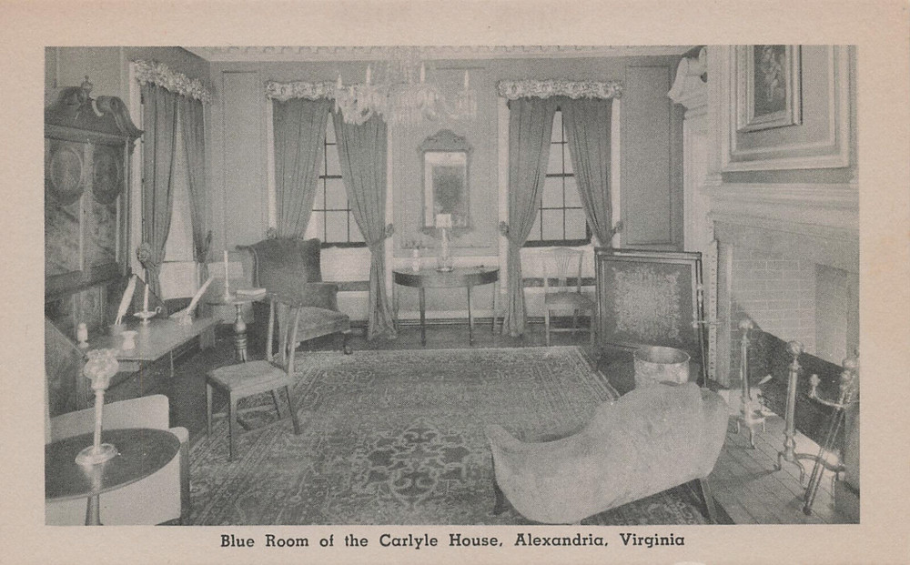 CARLYLE HOUSE BLUE ROOM POSTCARD ALEXANDRIA VA VIRGINIA 1940s