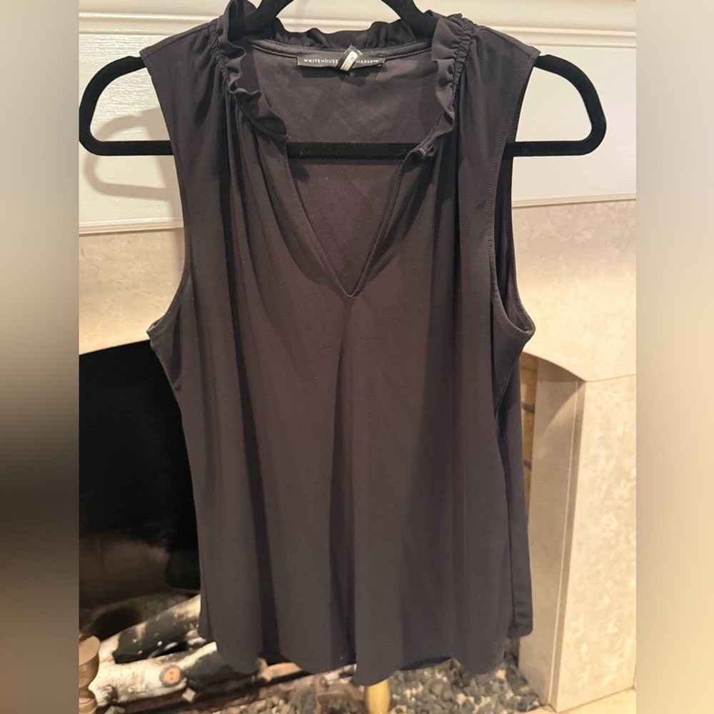 White House Black Market Brown Ruffled Tank Top size medium