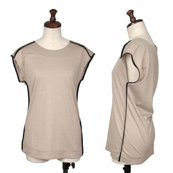 ISSEY MIYAKE Beige Sleeveless Top Used Womens Size 2 Outseam Piping