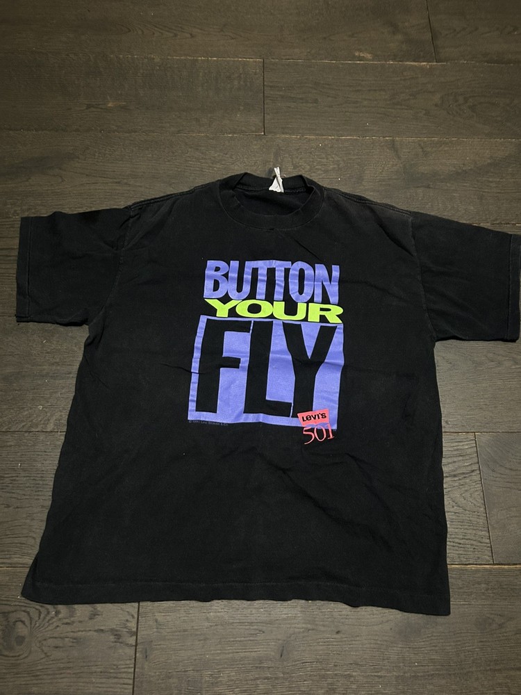 Vintage 1990 Levi’s Button Your Fly T-Shirt 501 Promo Made in USA Single Stitch
