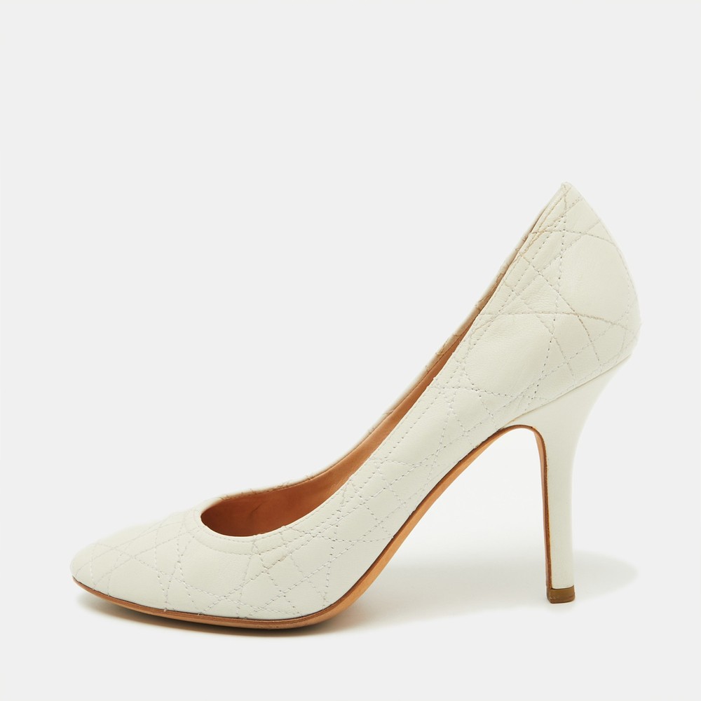 Dior White Cannage Leather Pumps in Size 37