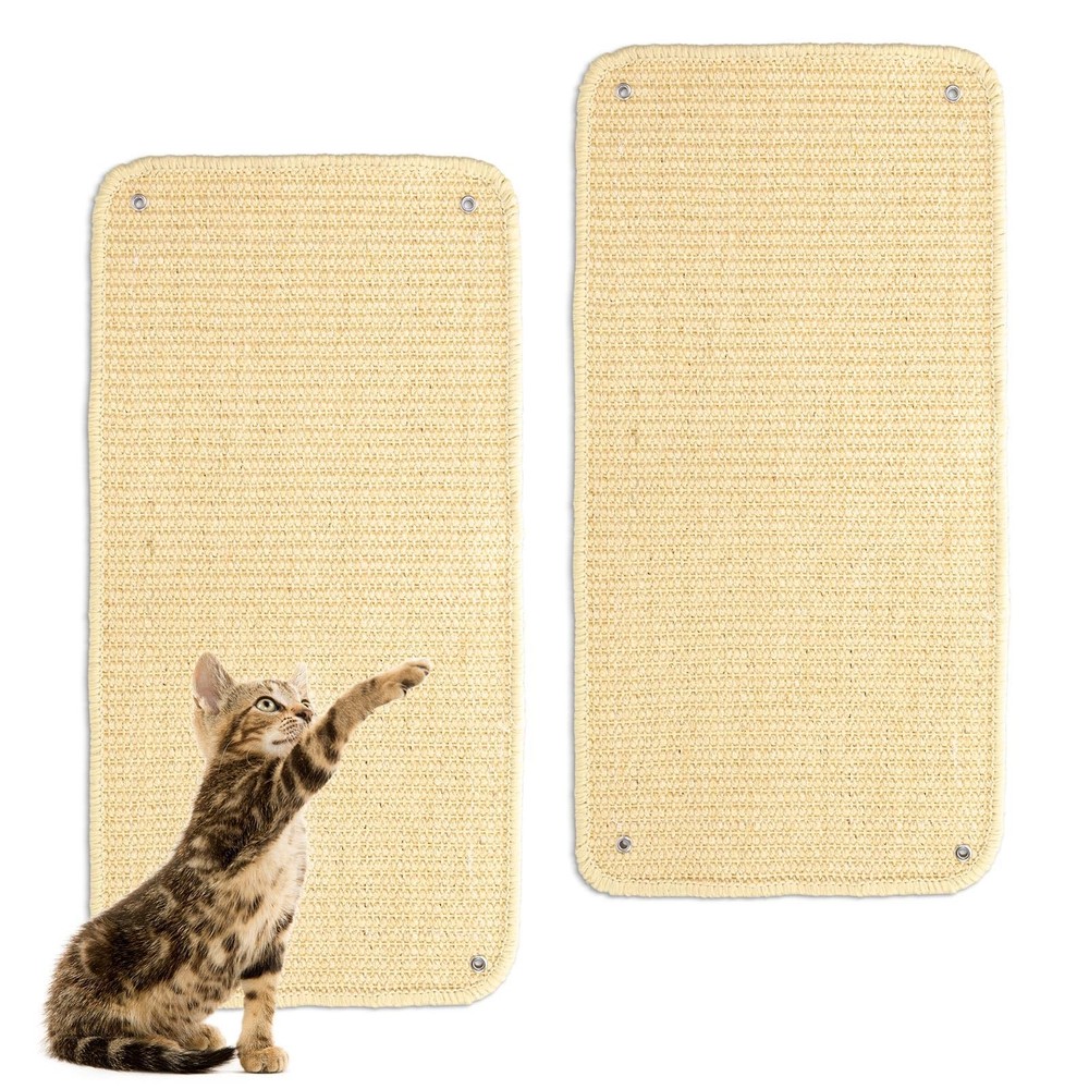 Durable Sisal Cat Scratch Pad for Indoor Cats - 19.6x9.8 Inch Wall Mountable Scratcher