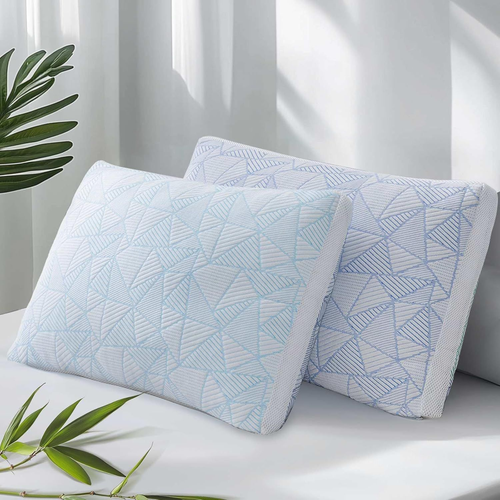 Cooling Bamboo Viscose Queen Shredded Memory Foam Pillows 2-Pack White