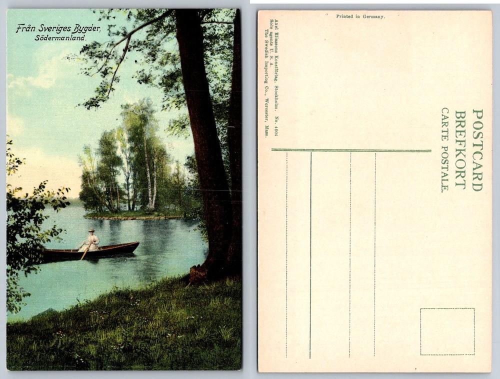 Vintage Södermanland Sweden Postcard Rowboat Lake Scenic Axel Eliasson c1910