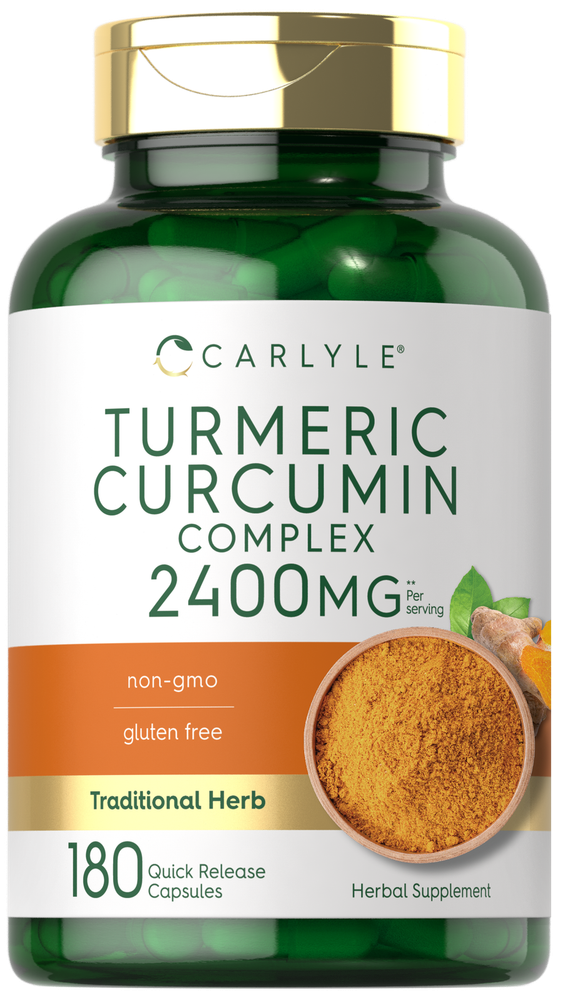 Turmeric Curcumin 2400mg | 180 Capsules | Non-GMO, Gluten Free | by Carlyle