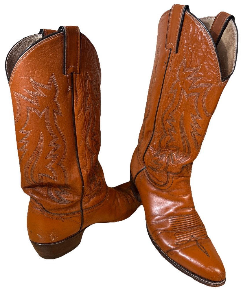 Justin Men's Brown Cowboy Boots J30637 8.5 D USA Made Rodeo Roundup Farmcore Style
