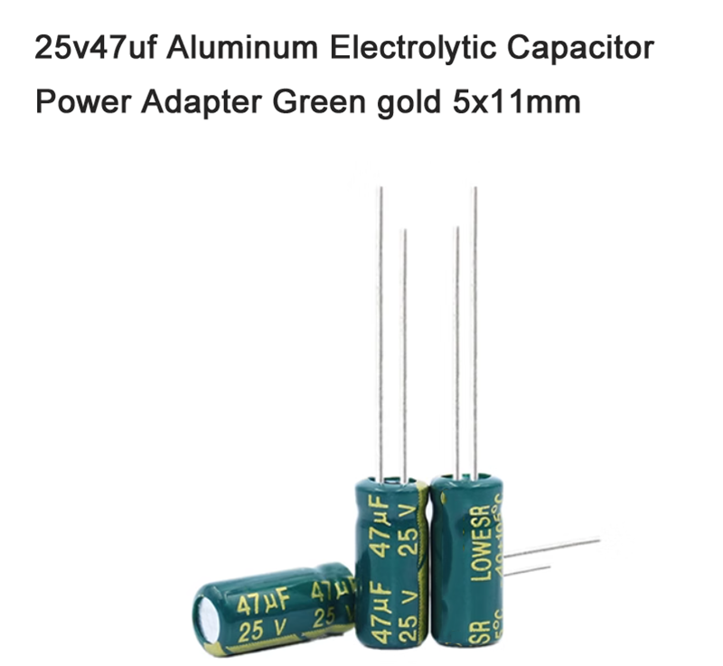 25v47uf Aluminum Electrolytic Capacitor Power Adapter Green gold 5x11mm