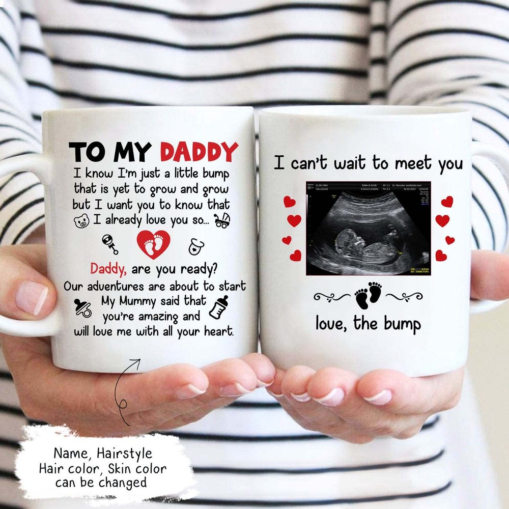 Father's Day Mug To My Daddy Mug Sonogram Mug First Father's Day Mug Baby Reveal