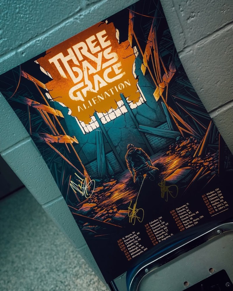 Three Days Grace Alienation Tour Poster - Signed Autographed Music Wall Art