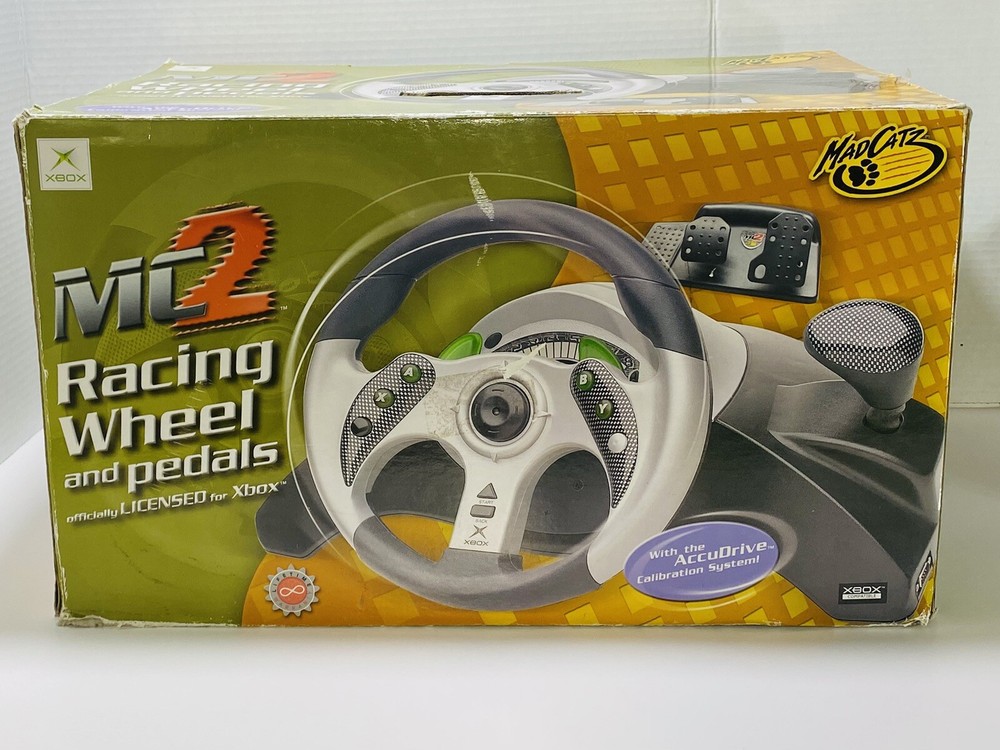Xbox Mad Catz MC2 Racing Wheel And Pedals Vintage “2001” New In The Box