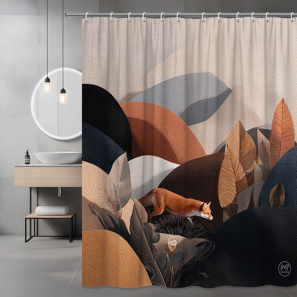 Fox Forest Shower Curtain Abstract Nature Print
