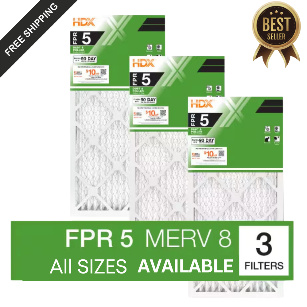 Pleated Air Filters Replacement For Furnace. AC HVAC MERV 8 FPR 5, 3-Pack New