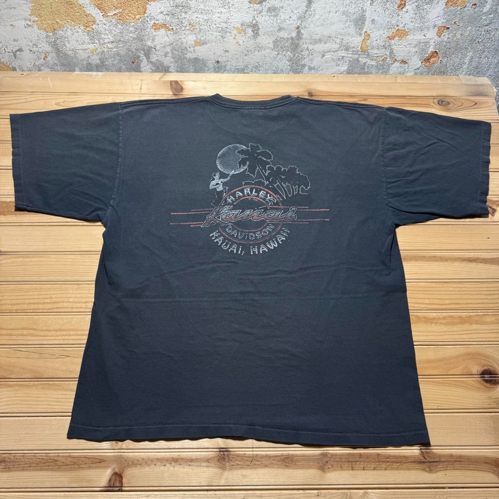 Harley-Davidson Kauai Hawaii Beach Tropical Hula Girl Biker Pocket T-Shirt - XL