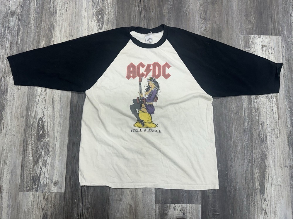 Vintage 2009 ACDC Black Ice Tour Rock Music Band T-Shirt Men's Large Raglan Y2K