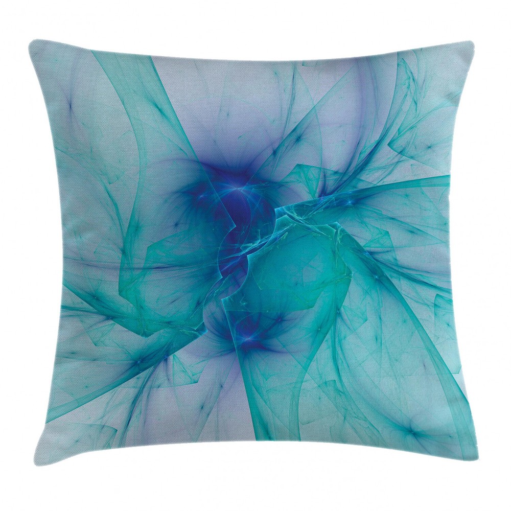 Modern Teal Square Pillow Case with Creative Artwork 20 Inch Cushion Cover